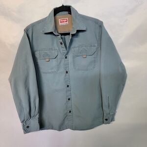 Wrangler Men's 100% Cotton Blue Button-Down Shirt